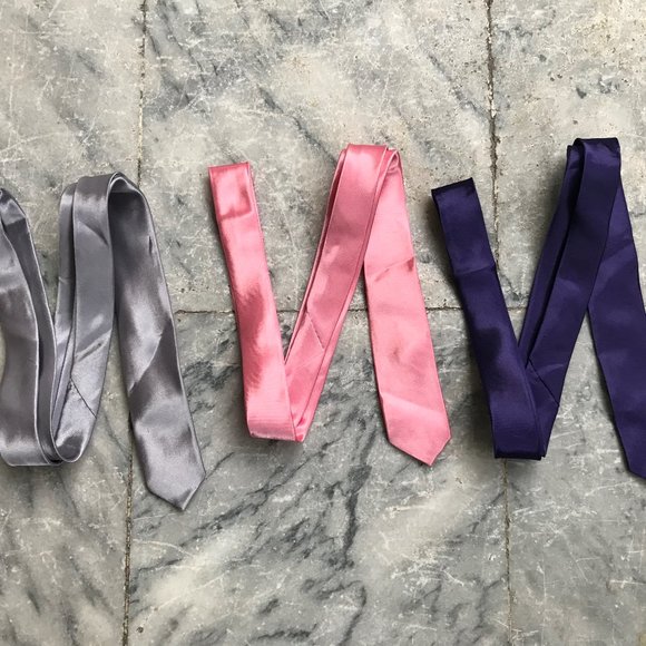Tie Lot of 3 Ties Men Necktie Purple Gray Pink - Picture 4 of 8
